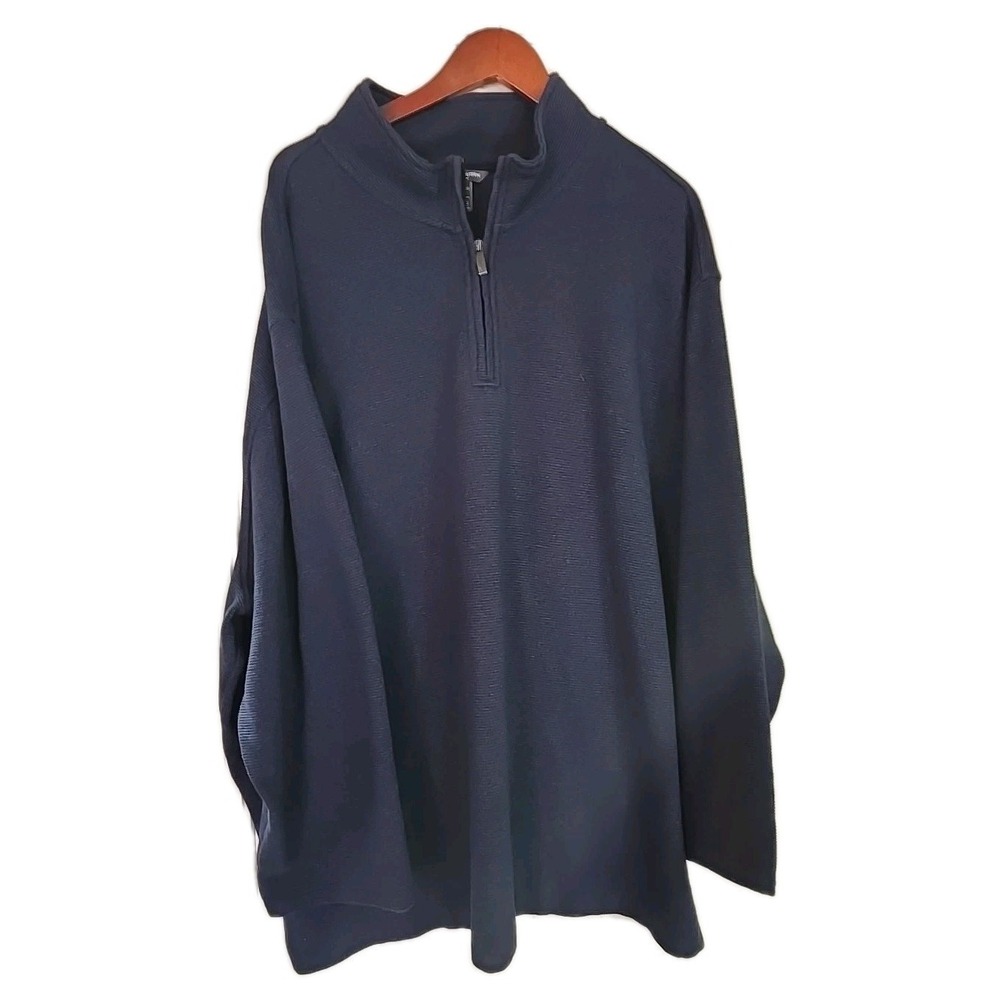 Van Heusen Men's 4XL Blue 1/4 Zip Pullover Sweater Classic Fit Long Sleeve